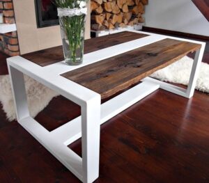 Handmade Reclaimed Wood & Steel Coffee Table - Modern Rustic Industrial Coffee Table